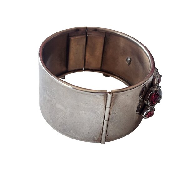 Deco Inspired Vintage Rhinestone Wide Bangle Bracelet (A4806) - Picture 5 of 5